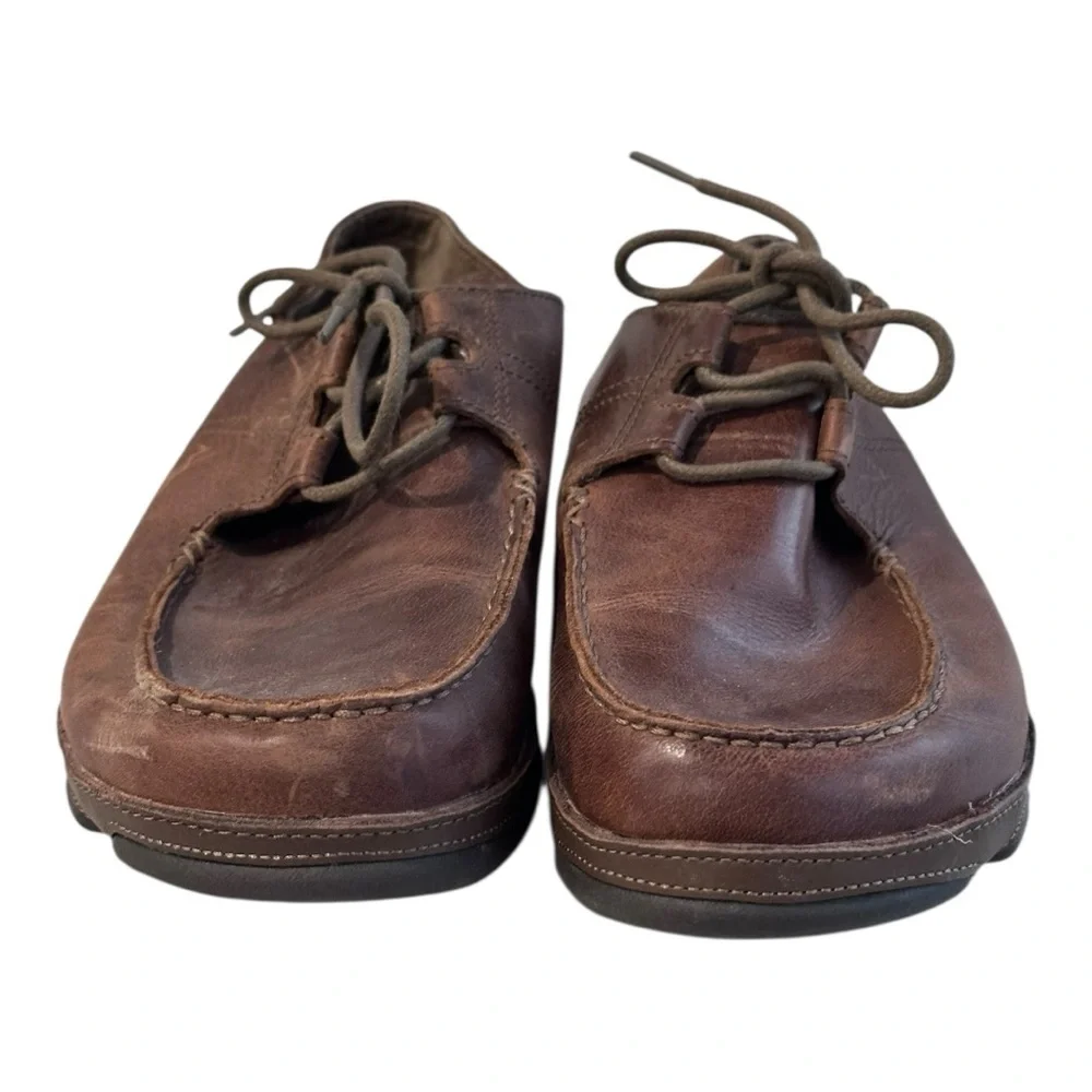 Olukai Nalukai Brown Leather Tie On Loafer‎ Men's Shoe 9.5M